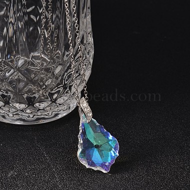Larme ab couleur plaqué pendentif en verre galvanoplastie colliers et boucles d'oreilles pendantes ensembles de bijoux(SJEW-JS00880)-3
