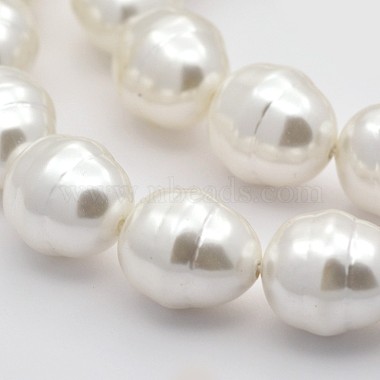 15mm Beige Oval Shell Pearl Beads