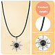5Pcs 5 Colors Alloy Sun with Resin Pendant Necklaces Set with Wax Cords(NJEW-AN0001-74)-3