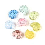 Handmade Porcelain Ceramic Beads, Bright Glazed Porcelain, Shell Shape, Mixed Color, 14x12x7.5~8mm, Hole: 2~2.5mm(X-PORC-T133-25M)