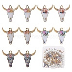 30Pcs 5 Colors Alloy Enamel Pendants, Golden, Cattle Head, Mixed Color, 21x21x2mm, Hole: 1.6mm, 6pcs/color(ENAM-SC0003-85)