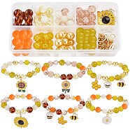 DIY Flower Bee Bracelet Making Kit, Including Alloy Enamel Pendants, Acrylic & Glass Imitation Pearl & Round Beads, Mixed Color, 248Pcs/box(DIY-SC0021-19)