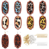 Olycraft DIY Leopard Print Pattern Rectangle Dangle Earring Making Kit, Including Cowhide Leather Pendants with Wood, Brass Earring Hooks, Mixed Color, 110Pcs/box(DIY-OC0009-49)