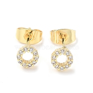 Brass Micro Pave Cubic Zirconia Stud Earrings, Ring Jewelry for Women, Golden, 5.5mm(EJEW-P247-03G)