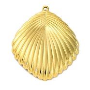 Ion Plating(IP) 304 Stainless Steel Pendants, Shell Charm, Real 18K Gold Plated, 38x32x4mm, Hole: 1.6mm(STAS-D194-20G)