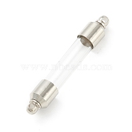 Transparent Glass Vial Pendant Normal Link Connectors, Straight Tube Openable Wish Bottle with Brass & Alloy Findings for Jewelry Making, Platinum, 42x7mm, Hole: 1.8mm(GLAA-D004-03P-02)