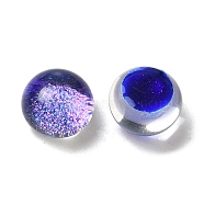 Transparent Epoxy Resin Cabochons, with Glitter Powder, Flat Round, Medium Purple, 10x7mm(CRES-Z002-06A)