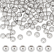 Elite Rack Plating Brass Beads, Long-Lasting Plated, Round, Silver, 4x3mm, Hole: 1.5mm(KK-PH0010-93C)