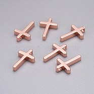 Brass Tiny Cross Charms, Rose Gold, 13x8.5x2.5mm, Hole: 1.4mm(KK-L189-05RG)