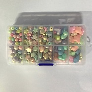 Spray Painted Opaque Acrylic Beads, Frosted, Mixed Shapes, Mixed Color, 6~12x6~14x4.5~7mm, Hole: 1.5~2mm, 228pcs/box(OACR-FS0001-06)