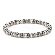 Synthetic Hematite Stretch Bracelet Rhinestone Beaded, Gemstone Jewelry for Men Women, Silver, Beads: 6mm, Inner Diameter: 2-1/4 inch(5.8cm)(BJEW-JB08335-01)