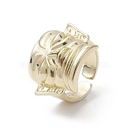 Rack Plating Brass Open Cuff Rings, Mask Wide Band Rings, Real 18K Gold Plated, Inner Diameter: 16.8mm(RJEW-K257-52G)