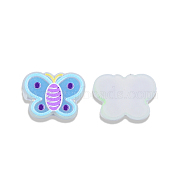 Plate Acrylic Cabochons, with Printed Butterfly, Cornflower Blue, 17x22x2.5mm(OACR-N135-19)