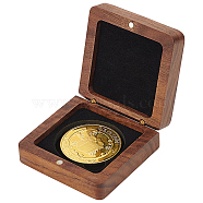 Wood Coin Medal Storage Box, with Magnet and Velvet, Square, Black, 68x68x28mm, Inner Diameter: 45mm(AJEW-WH0009-68A)