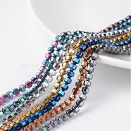 Non-Magnetic Synthetic Hematite Beads Strands, Mixed Color, 4x4mm, Hole: 0.8mm, about 100pcs/strand, 15.7 inch(G-D800-12)