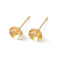 Rack Plating Brass Stud Earring Findings, with 925 Silver Pin, for Half Drilled Beads, Long-Lasting Plated, Cadmium Free & Lead Free, Real 18K Gold Plated, 14.5x6mm, Pin: 0.7mm(KK-G433-05A-G)