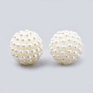 Imitation Pearl Acrylic Beads, Berry Beads, Combined Beads, Round, Beige, 10mm, Hole: 1mm, about 1400pc/500g(OACR-T004-10mm-21-A)