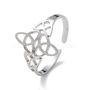 Sailor's Knot 304 Stainless Steel Hollow Open Cuff Ring for Women, Stainless Steel Color, Inner Diameter: 18mm(RJEW-E073-03P)