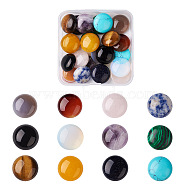 24Pcs 12 Style Natural & Synthetic Gemstone Cabochons, Half Round/Dome, 20x6mm, 2pcs/style(G-FW0001-05)