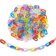 300Pcs 10 Colors Transparent Acrylic Linking Rings, Quick Link Connector, Oval, for Paperclip Chain Making, Mixed Color, 20x11x3mm, Inner Diameter: 13.5x4mm(MACR-CJ0001-37)