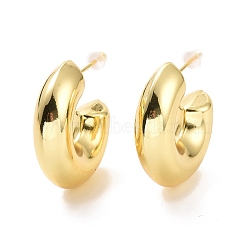 Brass C-shape Stud Earrings, Half Hoop Earrings for Women, Cadmium Free & Lead Free, Light Gold, 25.5x25x7mm, Pin: 0.9mm(EJEW-A072-17LG)