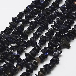 Synthetic Blue Goldstone Beads Strands, Chip, Dark Blue, 3~5x7~13x2~4mm, Hole: 0.4mm, 34.9 inch(X-G-F328-17)