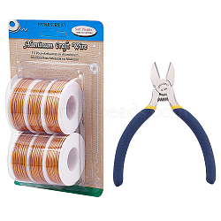 BENECREAT Round Aluminum Wire, with Iron Side Cutting Pliers, Orange, 15 Gauge, 1.5mm, 10m/roll, 6 rolls(AW-BC0003-32F-1.5mm)