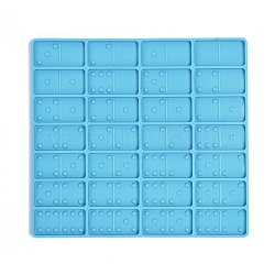 DIY Dominoes Silicone Molds, Resin Casting Molds, For UV Resin, Epoxy Resin Jewelry Making, Rectangle with Polka Dot Pattern, Deep Sky Blue, 205x189x6.5mm, Inner Diameter: 48.5x24.5mm(DIY-D055-04)