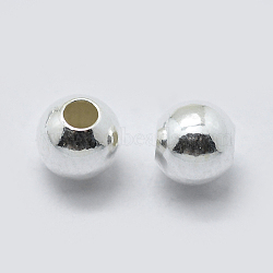 925 Sterling Silver Spacer Beads, Round, Silver, 4mm, Hole: 1mm, about 90pcs/10g(STER-K171-44S-4mm)