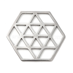 201 Stainless Steel Pendants, Hexagon, Stainless Steel Color, 24.5x28x1mm, Hole: 3.5x3.5mm(STAS-B049-10P)