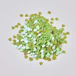 Ornament Accessories Plastic Paillette/Sequins Beads, No Hole/Undrilled Beads, Heart, Green Yellow, 2.7x3x0.3mm, about 173075pcs/pound(PVC-F002-A09)