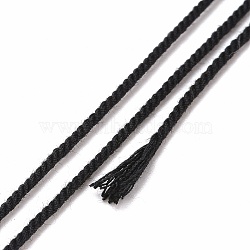 Cotton Cord, Braided Rope, with Paper Reel, for Wall Hanging, Crafts, Gift Wrapping, Black, 1.2mm, about 27.34 Yards(25m)/Roll(OCOR-E027-01B-37)