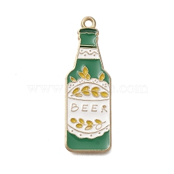 Oktoberfest Theme Alloy Enamel Pendants, Golden, Bottle, 37x12x1mm, Hole: 1.6mm(ENAM-S021-06G-A)