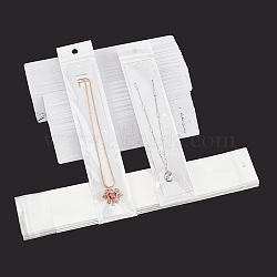 Elite 100Pcs 2 Styles Cardboard Jewelry Display Cards, for Necklaces, Jewelry Hang Tags, with 100Pcs OPP Packaging Bags, Rectangle with Word, White, Cards: 19.5~22x3.5~4x0.05cm, 50pcs/style, Bags: 27x5cm(CDIS-PH0001-49)