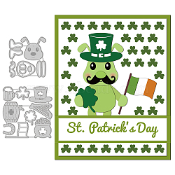 2Pcs 2 Styles Saint Patrick's Day Carbon Steel Cutting Dies Stencils, for DIY Scrapbooking, Photo Album, Decorative Embossing Paper Card, Stainless Steel Color, Shamrock & Leprechaun Top & Flag, Mixed Patterns, 6.7~9x7.4~9.4x0.08cm, 1pc/style(DIY-WH0309-738)