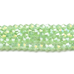 Imitation Jade Electroplate Glass Beads Strands, AB Color Plated, Faceted, Bicone, Green, 6x6mm, Hole: 1.2mm, about 45~47pcs/strand, 9.65~9.84 inch(24.5~25cm)(EGLA-A039-J6mm-B01)