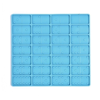 DIY Dominoes Silicone Molds, Resin Casting Molds, For UV Resin, Epoxy Resin Jewelry Making, Rectangle with Polka Dot Pattern, Deep Sky Blue, 205x189x6.5mm, Inner Diameter: 48.5x24.5mm