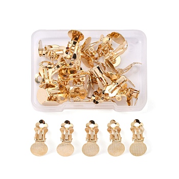 Unicraftale 30Pcs 304 Stainless Steel Clip-on Earring Findings, Clip on Earring Pads, Flat Round, Golden, 16x10x7mm, Tray: 9.8mm