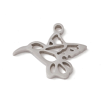 304 Stainless Steel Finishing Polish Pendants, Bird Charm, Stainless Steel Color, 16.5x20x1.3mm, Hole: 1.6mm