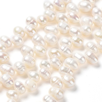 Natural Cultured Freshwater Pearl Beads Strands, Rice, Antique White, 8~12x7~8mm, Hole: 0.7mm, about 59~60pcs/strand, 13.98''(35.5cm)