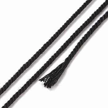 Cotton Cord, Braided Rope, with Paper Reel, for Wall Hanging, Crafts, Gift Wrapping, Black, 1.2mm, about 27.34 Yards(25m)/Roll