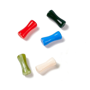 Opaque Acrylic Beads, Bamboo Stick, Mixed Color, 12.5x5.2mm, Hole: 1.2mm