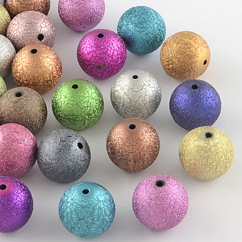 Crapy Exterior Acrylic Beads, Round, Mixed Color, 20mm, Hole: 2mm, about 105pcs/500g