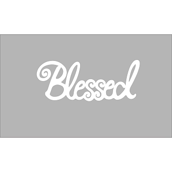 Laser Cut Basswood Wall Sculpture, for Home Decoration Kitchen Supplies, Word Blessed, White, 120x300x5mm
