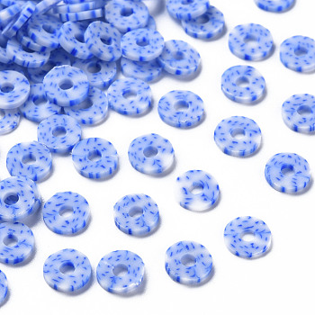 Eco-Friendly Handmade Polymer Clay Beads, Disc/Flat Round, Heishi Beads, Royal Blue, 6x1mm, Hole: 1.8mm, about 3330pcs/1000g