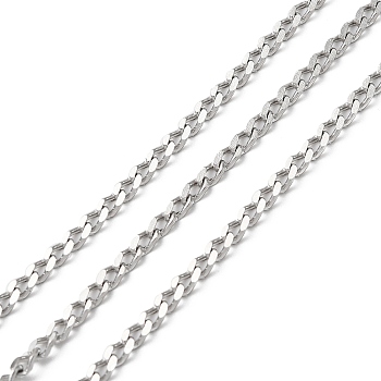 304 Stainless Steel Faceted Curb Chains, Soldered, with Spool, Stainless Steel Color, 3.5x2x0.5mm, about 10m/Roll