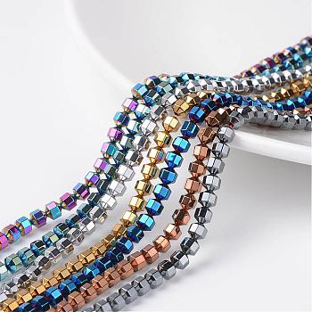 Non-Magnetic Synthetic Hematite Beads Strands, Mixed Color, 4x4mm, Hole: 0.8mm, about 100pcs/strand, 15.7 inch