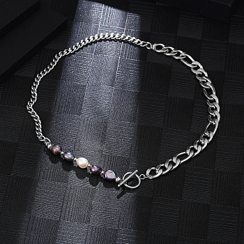 Stainless Steel Baroque Pearl Necklace for Unisex