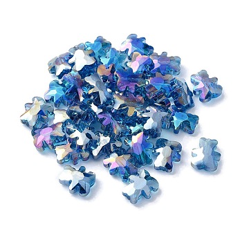 Electroplate Glass Beads, AB Color Plated, Bear, Dodger Blue, 9.5x8.5x4mm, Hole: 1.2mm