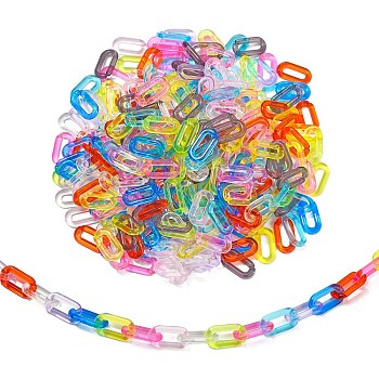 300Pcs 10 Colors Transparent Acrylic Linking Rings, Quick Link Connector, Oval, for Paperclip Chain Making, Mixed Color, 20x11x3mm, Inner Diameter: 13.5x4mm